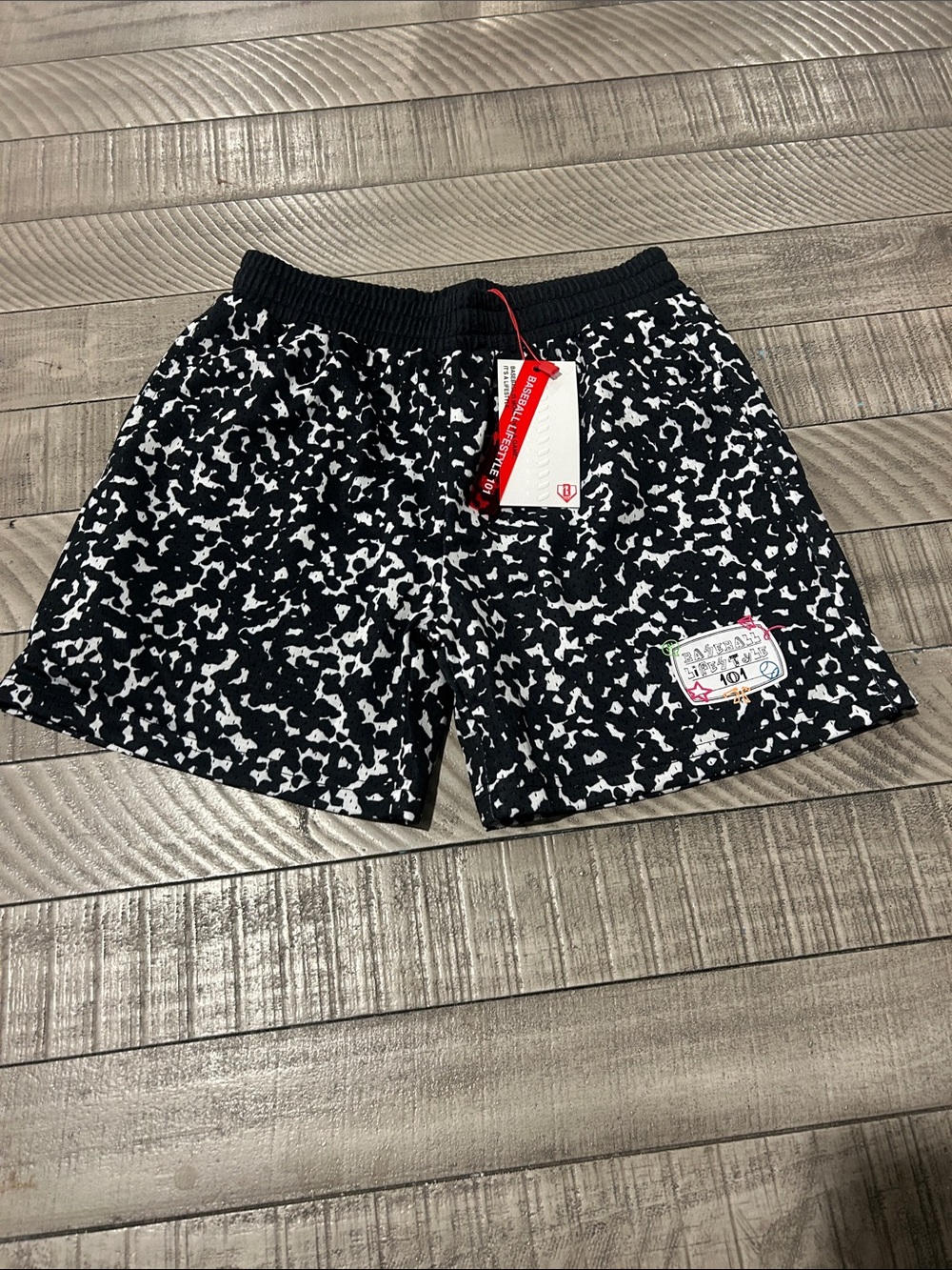 Kids Black & White Patterned Casual Shorts with Elastic Waist
